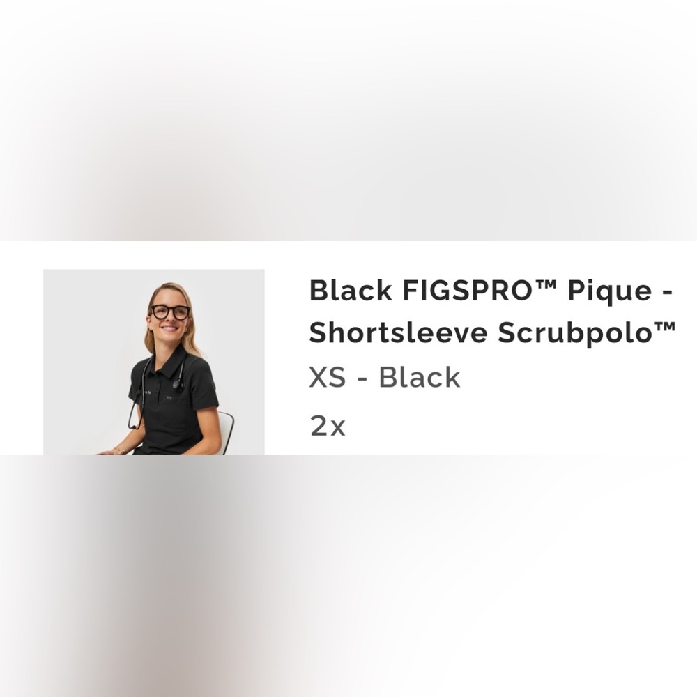 Figs Black Women's Short Sleeve Scrub Polo